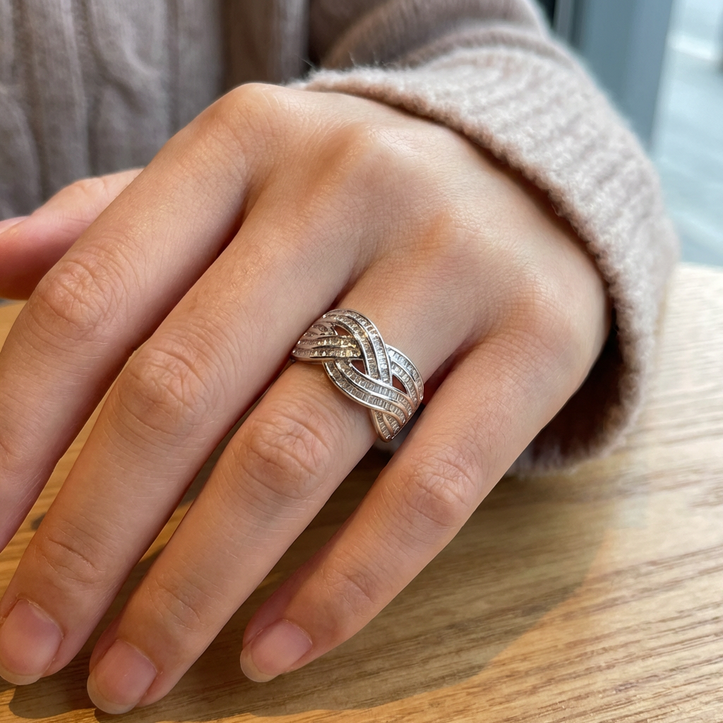 Wave Cross Zirconia Ring