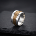 Silver Ring with Golden Threads