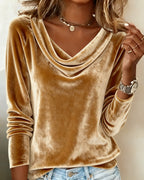 Margaret | Luxurious Velvet Drape-Neck Top