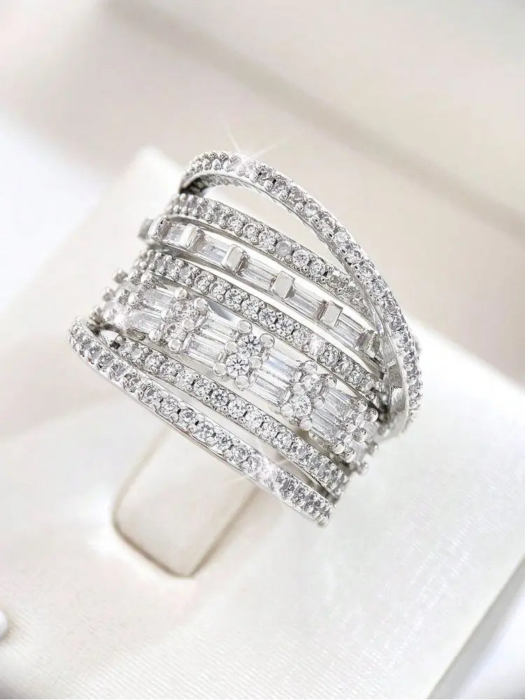 EXQUISITE MULTI-LAYER SILVER RING