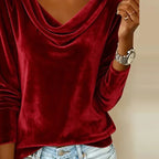 Margaret | Luxurious Velvet Drape-Neck Top
