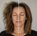 Before and after frizzy to smooth hair